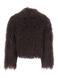 Leplain Women Short Jacket In Brown Tibetan Fur With 100% Tibetan Fur For Women