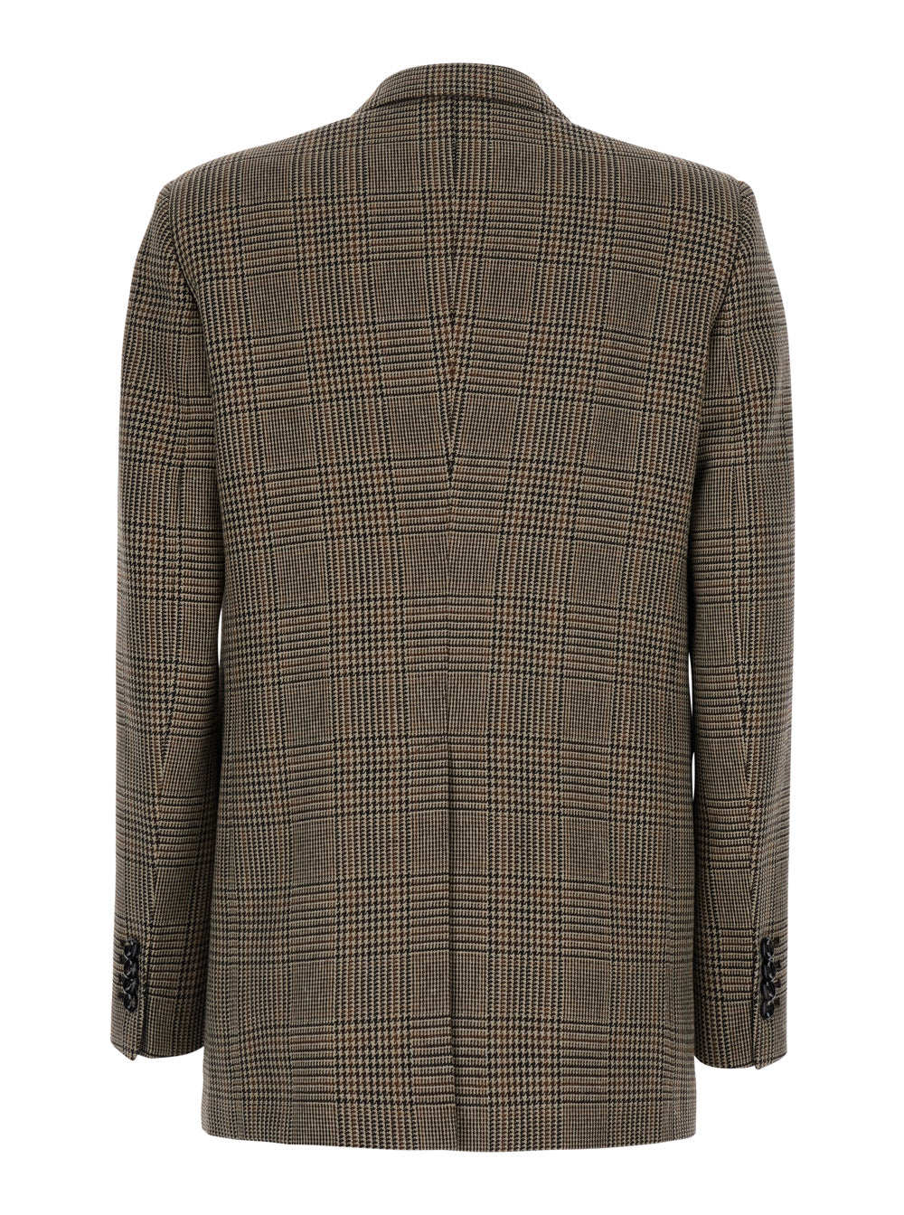 Tagliatore Women 'Jasmine' Brown Double-Breasted Jacket With Peak Revers And Check Motif All-Over In Wool For Women