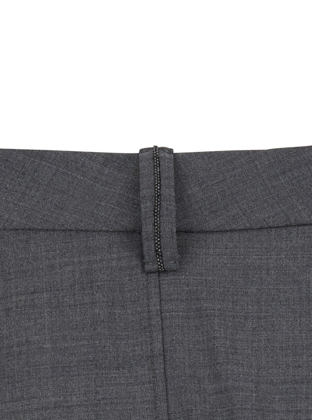Brunello Cucinelli Women Grey Midi Skirt With Button Closure On The Side And Monil Detail On The Belt Loops In Wool Blend For Women