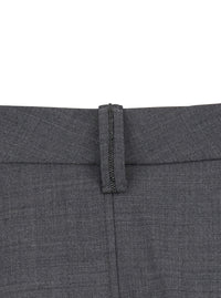 Brunello Cucinelli Women Grey Midi Skirt With Button Closure On The Side And Monil Detail On The Belt Loops In Wool Blend For Women