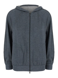BRUNELLO CUCINELLI Brunello Cucinelli Women Gray Hooded Sweatshirt In Blend Cotton For Women