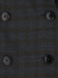 Dries Van Noten Women 'Barrysta' Brown Double-Breasted Jacket With Peak Revers And Check Motif All-Over In Wool For Women