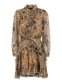 Etro Women Multicolor Mini Dress With Ruffle Details And All-Over Print In Tech Fabric For Women