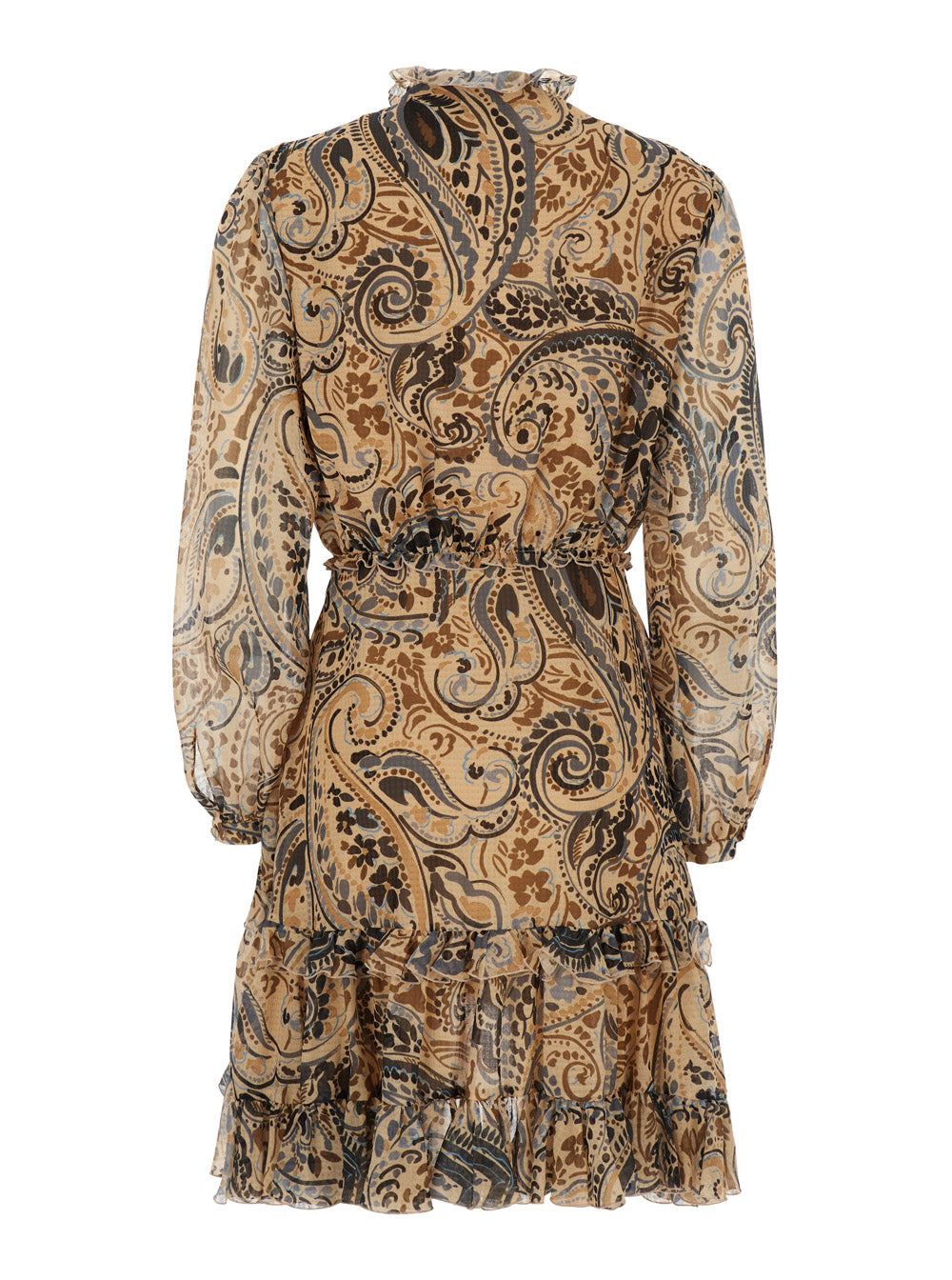 Etro Women Multicolor Mini Dress With Ruffle Details And All-Over Print In Tech Fabric For Women