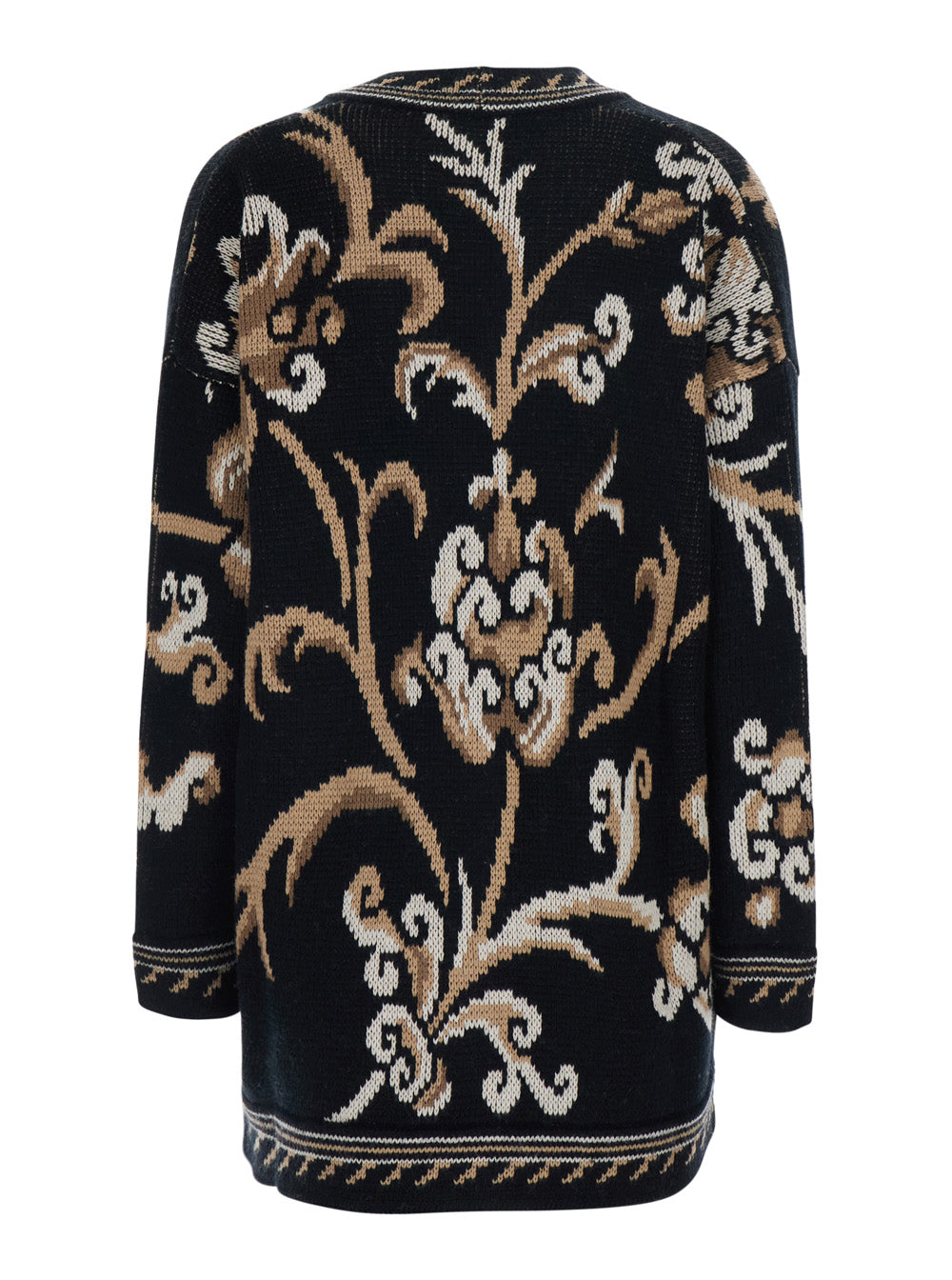 Etro Women Black Cardigan With All-Over Embroidery And V-Neck In Wool For Women