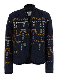Forte_Forte Women 'Samarcanda' Black Jacket With Geometric Embroidery With Beads In Blend Cotton For Women