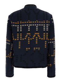Forte_Forte Women 'Samarcanda' Black Jacket With Geometric Embroidery With Beads In Blend Cotton For Women