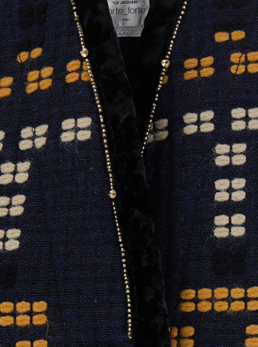 Forte_Forte Women 'Samarcanda' Black Jacket With Geometric Embroidery With Beads In Blend Cotton For Women