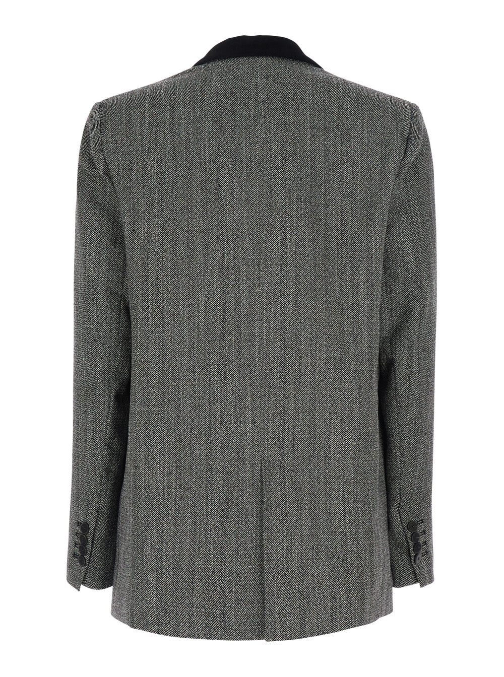 Forte_Forte Women Gray Single-Breasted Jacket With Velvet Collar And Peak Revers In Tech Fabric For Women