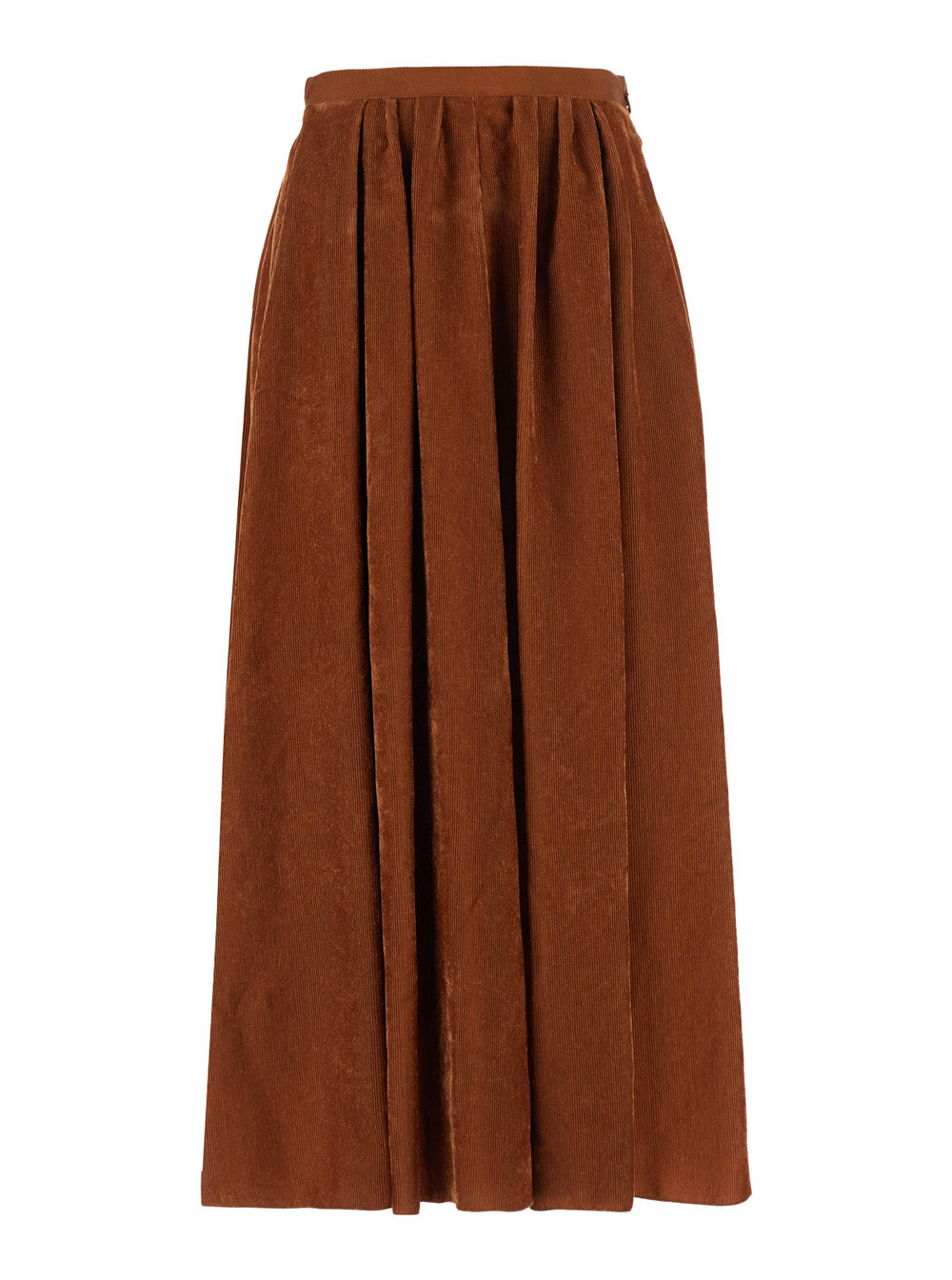 Forte_Forte Women Brown Pleated Long Skirt In Corduroy For Women