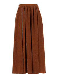 Forte_Forte Women Brown Pleated Long Skirt In Corduroy For Women