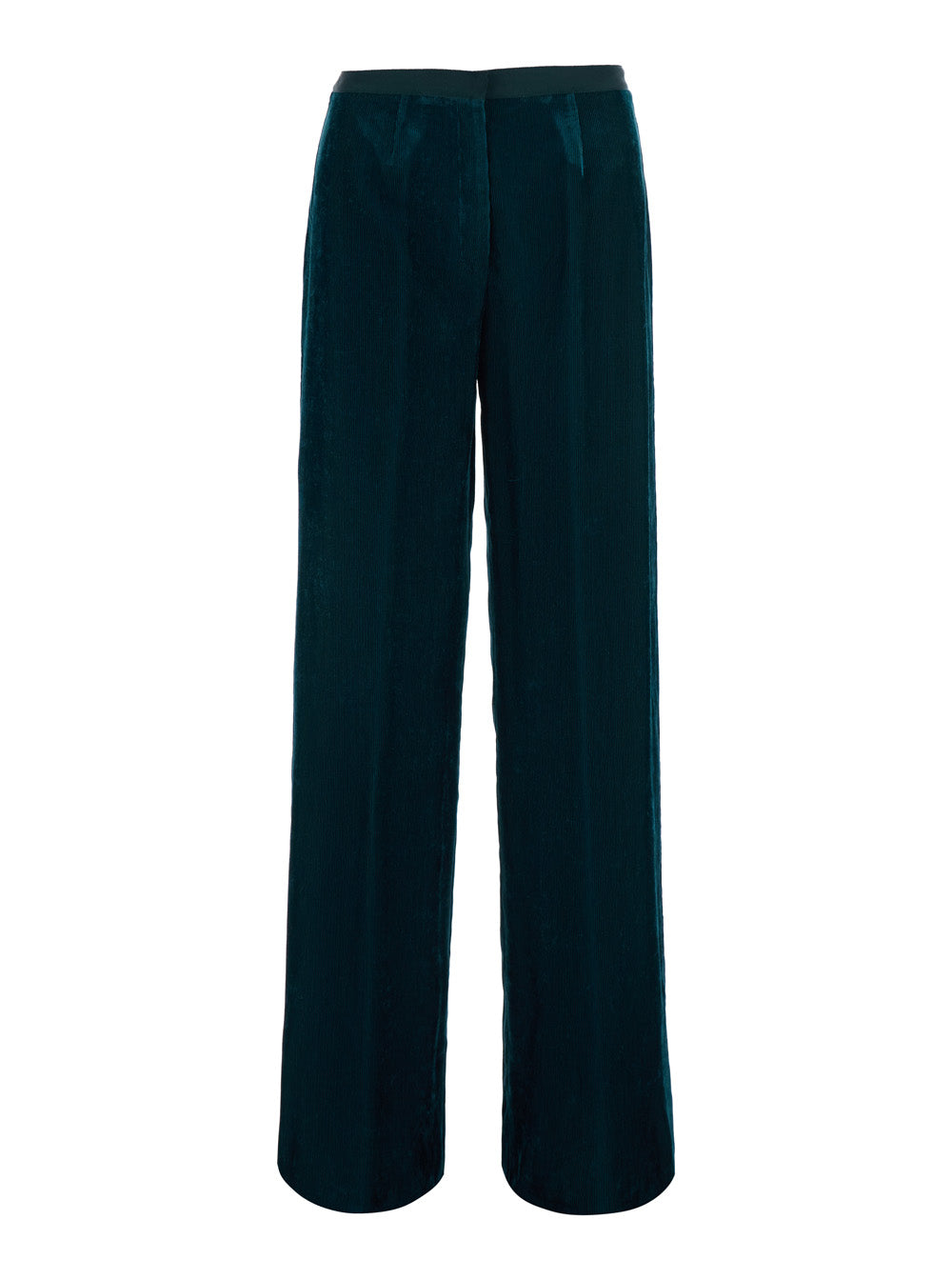 Forte_Forte Women Blue High-Waisted Pants With Two Side Pockets In Corduroy For Women