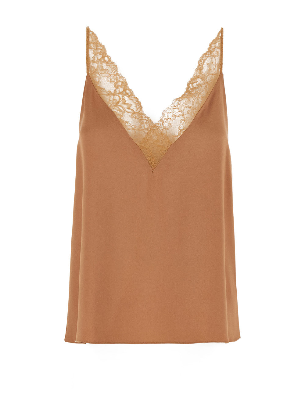 Forte_Forte Women Pink Sleeveless Top With V-Neck And Lace Details In Blend Viscose For Women