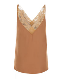 Forte_Forte Women Pink Sleeveless Top With V-Neck And Lace Details In Blend Viscose For Women