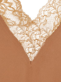Forte_Forte Women Pink Sleeveless Top With V-Neck And Lace Details In Blend Viscose For Women