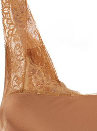 Forte_Forte Women Pink Long Dress With Fixed Straps And Lace Detail On Straps And Neck In Blend Viscose For Women