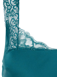 Forte_Forte Women Blue Long Dress With Fixed Straps And Lace Detail On Straps And Neck In Blend Viscose For Women