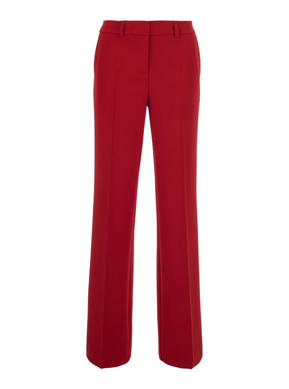 Leplain Women Red High-Waisted Pants With Two Welt Pockets On The Back In Fabric For Women