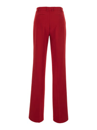 Leplain Women Red High-Waisted Pants With Two Welt Pockets On The Back In Fabric For Women