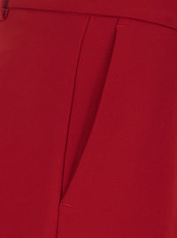 Leplain Women Red High-Waisted Pants With Two Welt Pockets On The Back In Fabric For Women