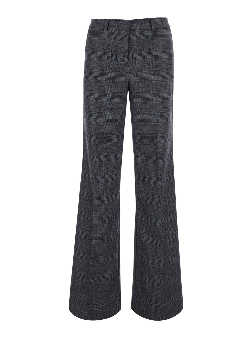 Leplain Women Grey Pants With Check Motif All-Over In Fabric For Women