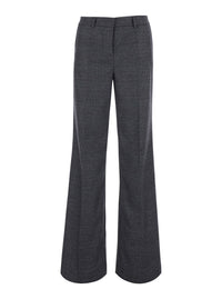 Leplain Women Grey Pants With Check Motif All-Over In Fabric For Women