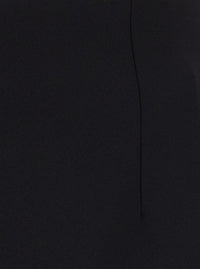 Leplain Women Black Midi Skirt With Double Slit And Hidden Zip Closure At The Back In Wool Blend For Women