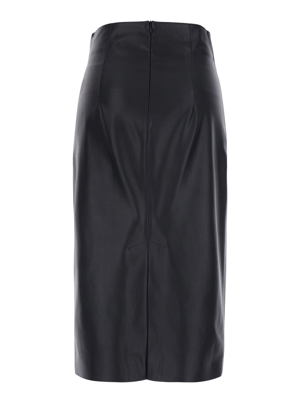 Leplain Women Black Skirt With Zip Closure At The Back In Ecoleather For Women