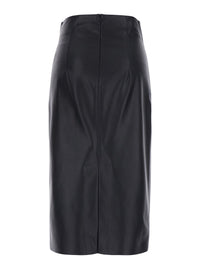 Leplain Women Black Skirt With Zip Closure At The Back In Ecoleather For Women