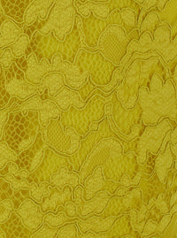 Leplain Women Yellow Pencil Skirt With Lace Embroidery In Fabric For Wonen