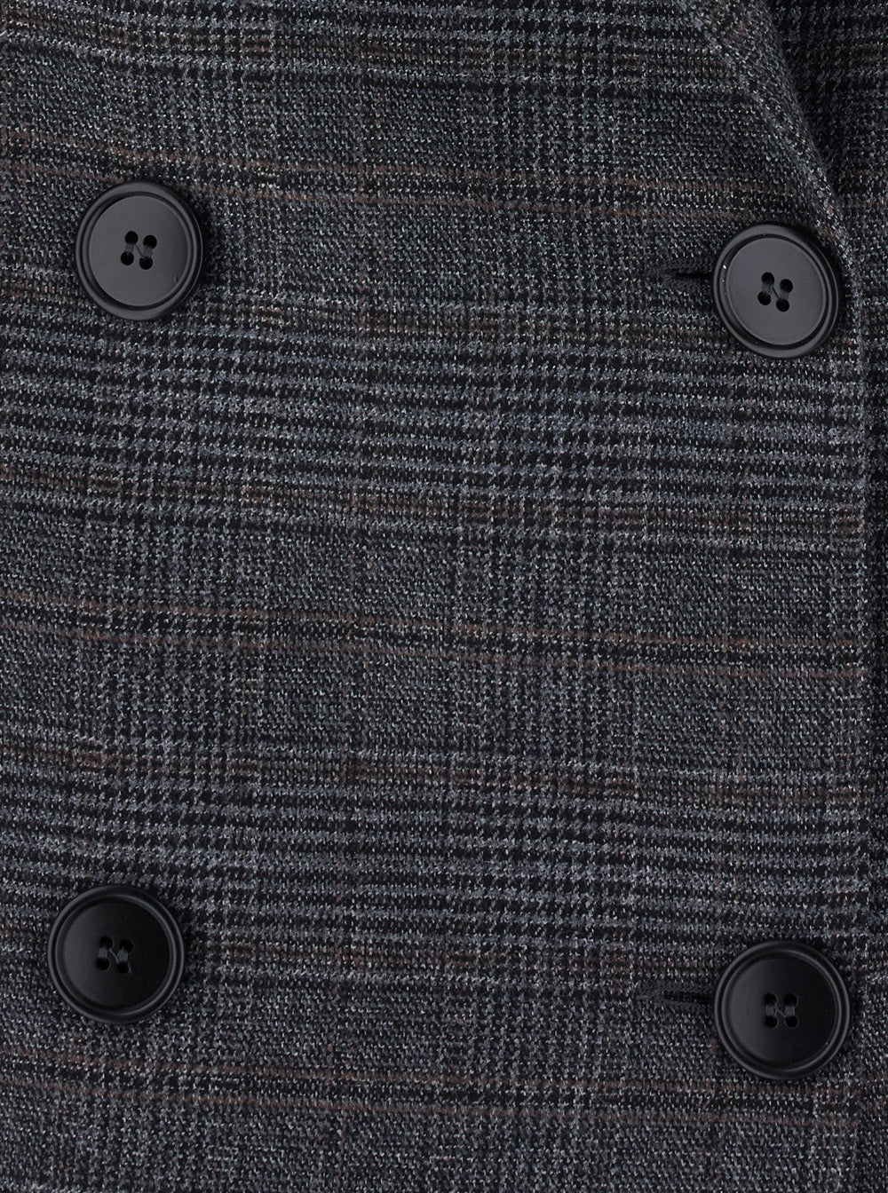 Leplain Women Grey Double-Breasted Jacket With Peak Revers And Check Motif All-Over In Wool Blend For Women
