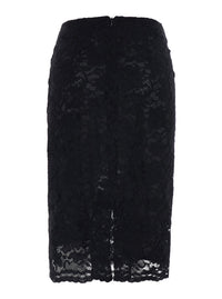 Leplain Women Black Pencil Skirt With All-Over Lace Embroidery In Fabric For Women