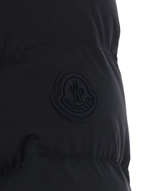 Moncler Women 'Esthetique' Black Down Jacket With Waist Belt And Logo Patch On The Sleeve In Tech Fabric For Women