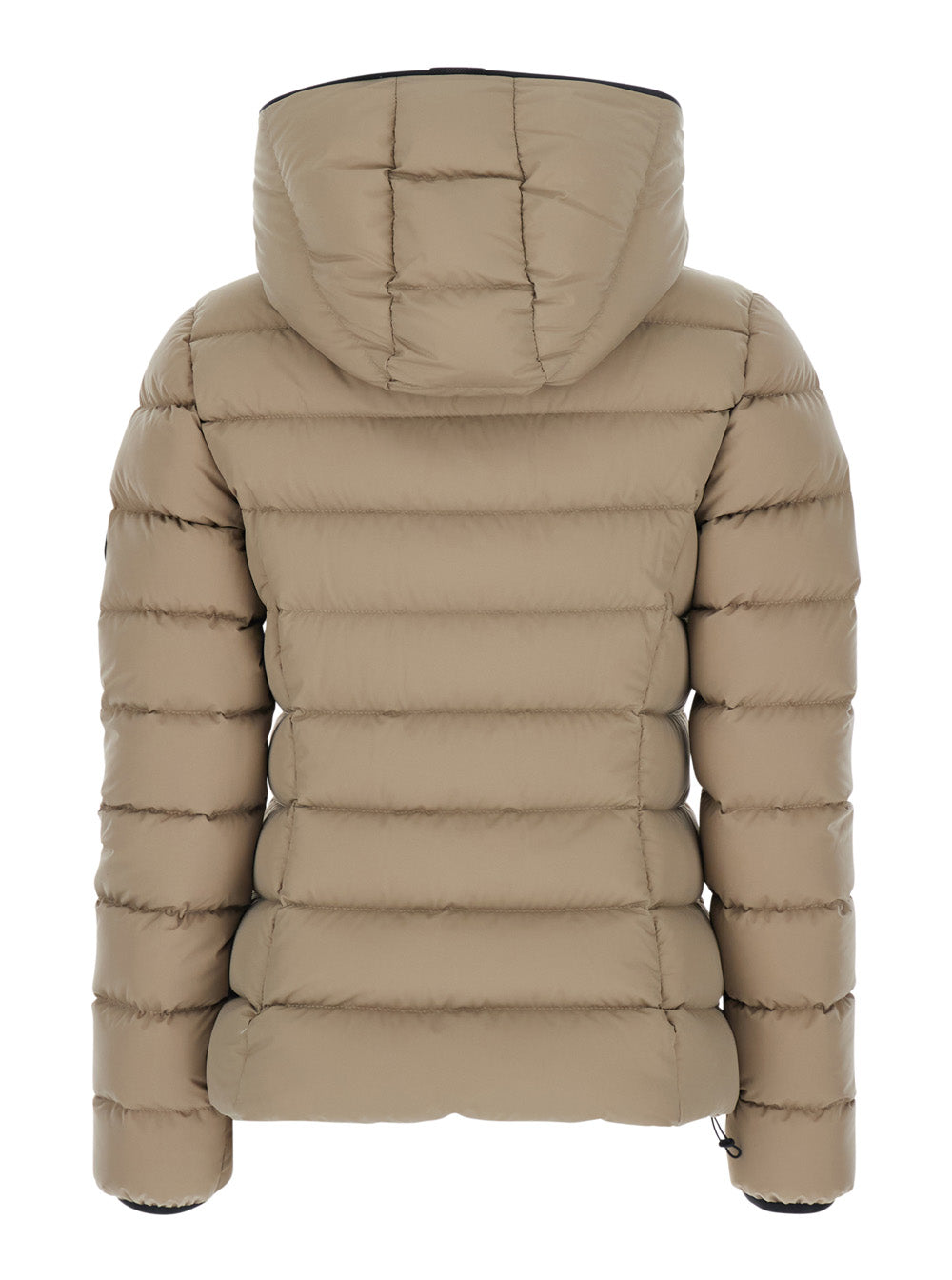 Moncler Women 'Herbes' Beige Down Jacket With Hood And Logo Patch On The Sleeve In Tech Fabric For Women