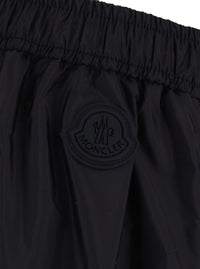Moncler Women Black Midi Skirt With Tone-On-Tone Logo Patch And Ruffles In Tech Fabric For Women