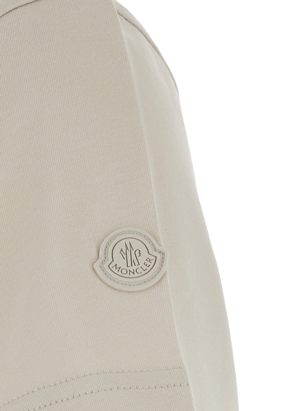 MONCLER Moncler Women White Crew Neck T-Shirt With Logo Lettering On The Front And Logo Patch On The Sleeve In Cotton For Women
