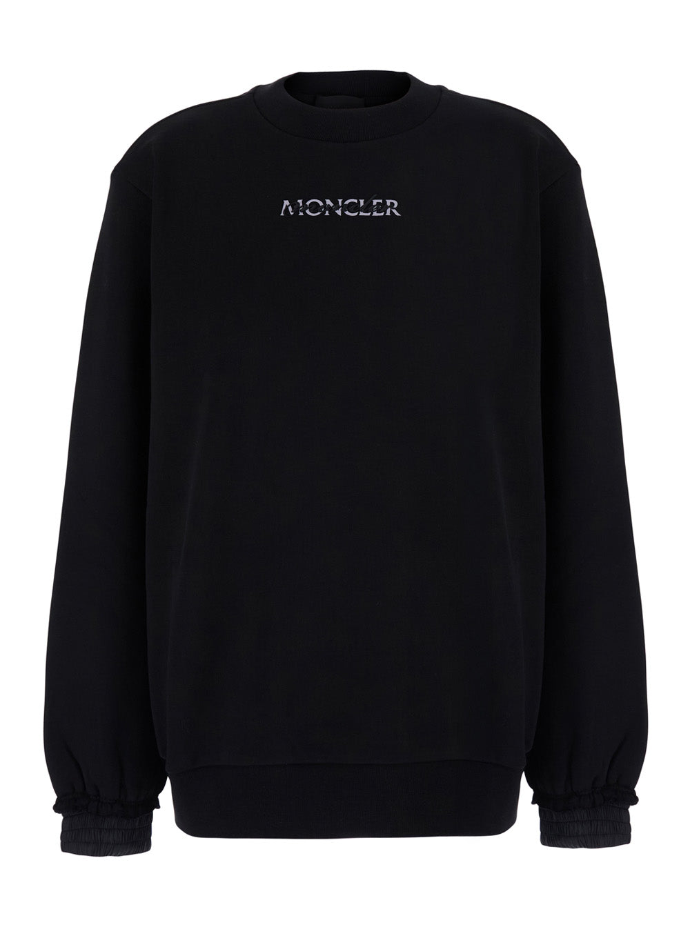 MONCLER Moncler Women Black Crewneck Sweatshirt With Logo Lettering And Logo Patch On The Sleeve In Cotton For Women