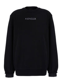 MONCLER Moncler Women Black Crewneck Sweatshirt With Logo Lettering And Logo Patch On The Sleeve In Cotton For Women
