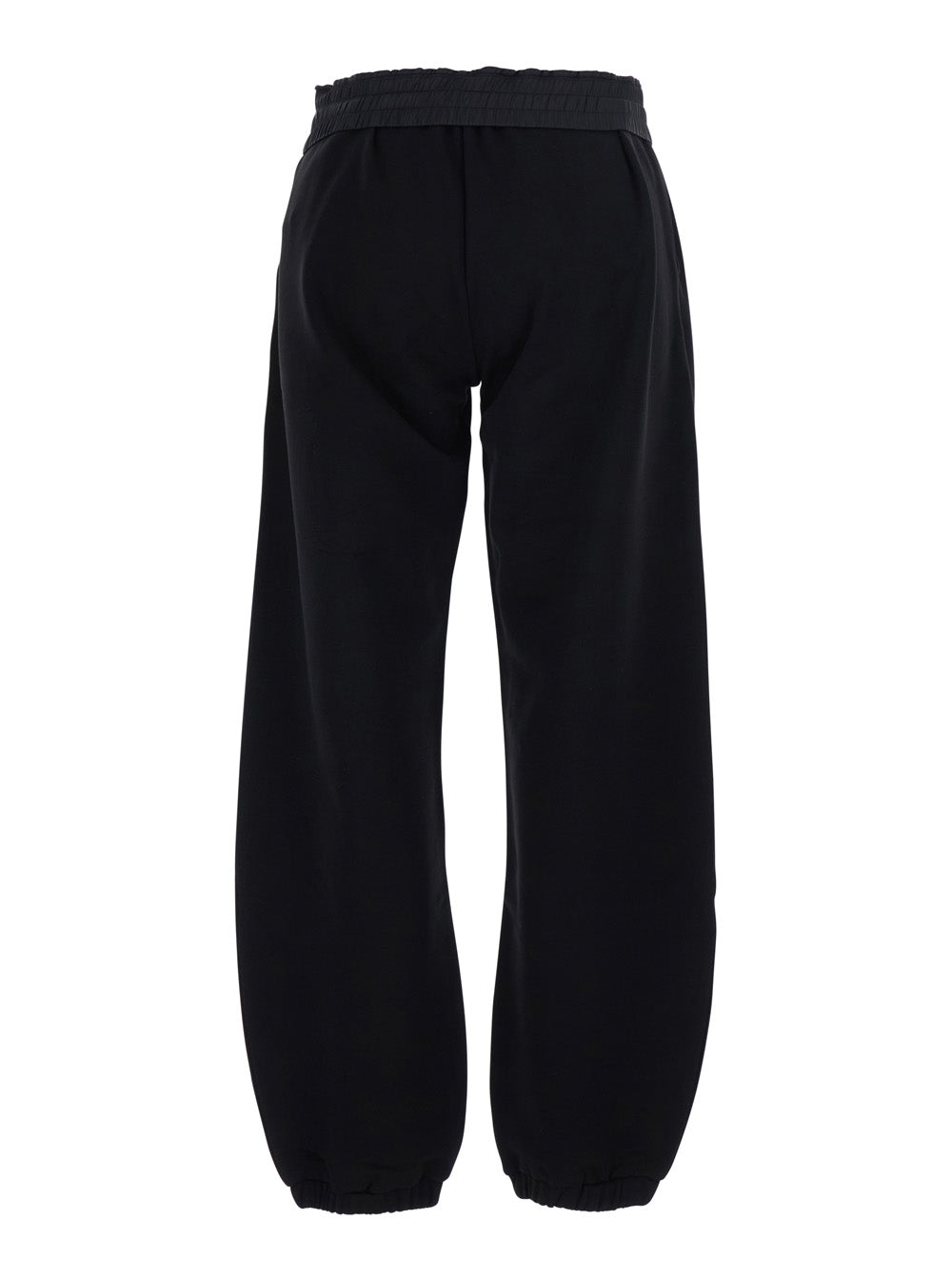 Moncler Women Black Pants With Elasticated Waist And Logo Lettering On The Front In Cotton For Women