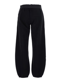 Moncler Women Black Pants With Elasticated Waist And Logo Lettering On The Front In Cotton For Women