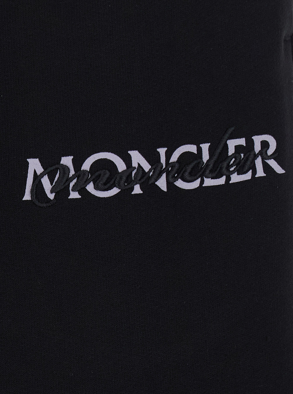 Moncler Women Black Pants With Elasticated Waist And Logo Lettering On The Front In Cotton For Women