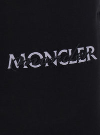 Moncler Women Black Pants With Elasticated Waist And Logo Lettering On The Front In Cotton For Women