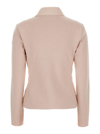 MONCLER Moncler Women Pink Cardigan With Quilted Design On The Front And Logo Patch On The Sleeve In Tech Fabric For Women