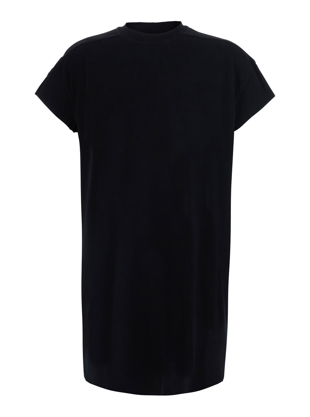Rick Owens Men 'Jumbo' Black T-Shirt With Ribbed Crew Neck And Dropped Shoulders In Cotton For Men