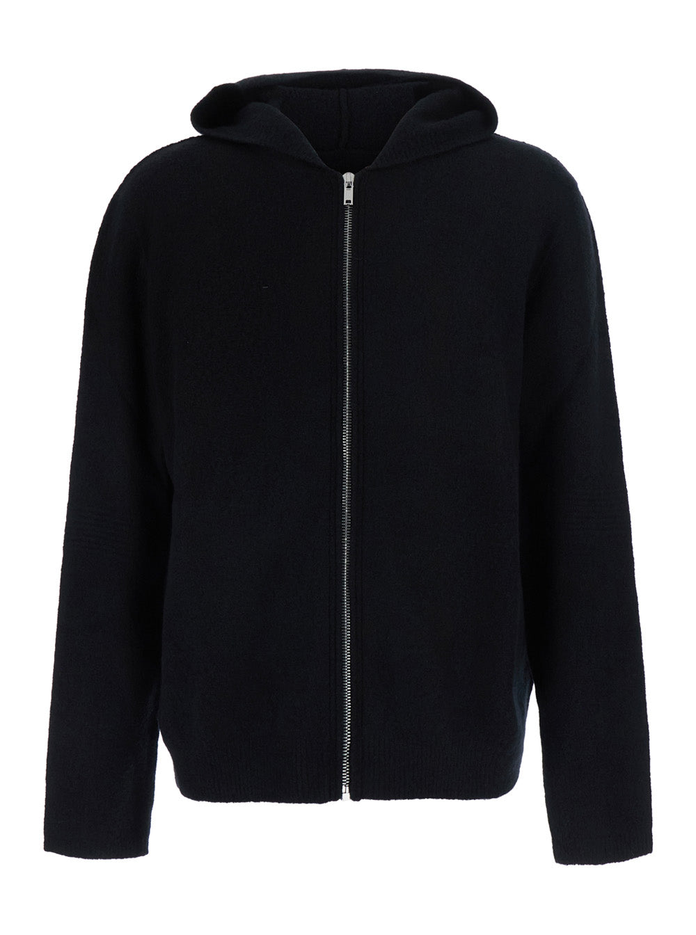 Rick Owens Men Black Hooded Sweatshirt With Fixed Hood And Front Zip Closure In Cotton For Men
