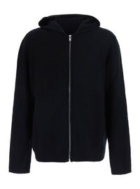 Rick Owens Men Black Hooded Sweatshirt With Fixed Hood And Front Zip Closure In Cotton For Men