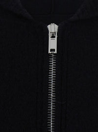 Rick Owens Men Black Hooded Sweatshirt With Fixed Hood And Front Zip Closure In Cotton For Men