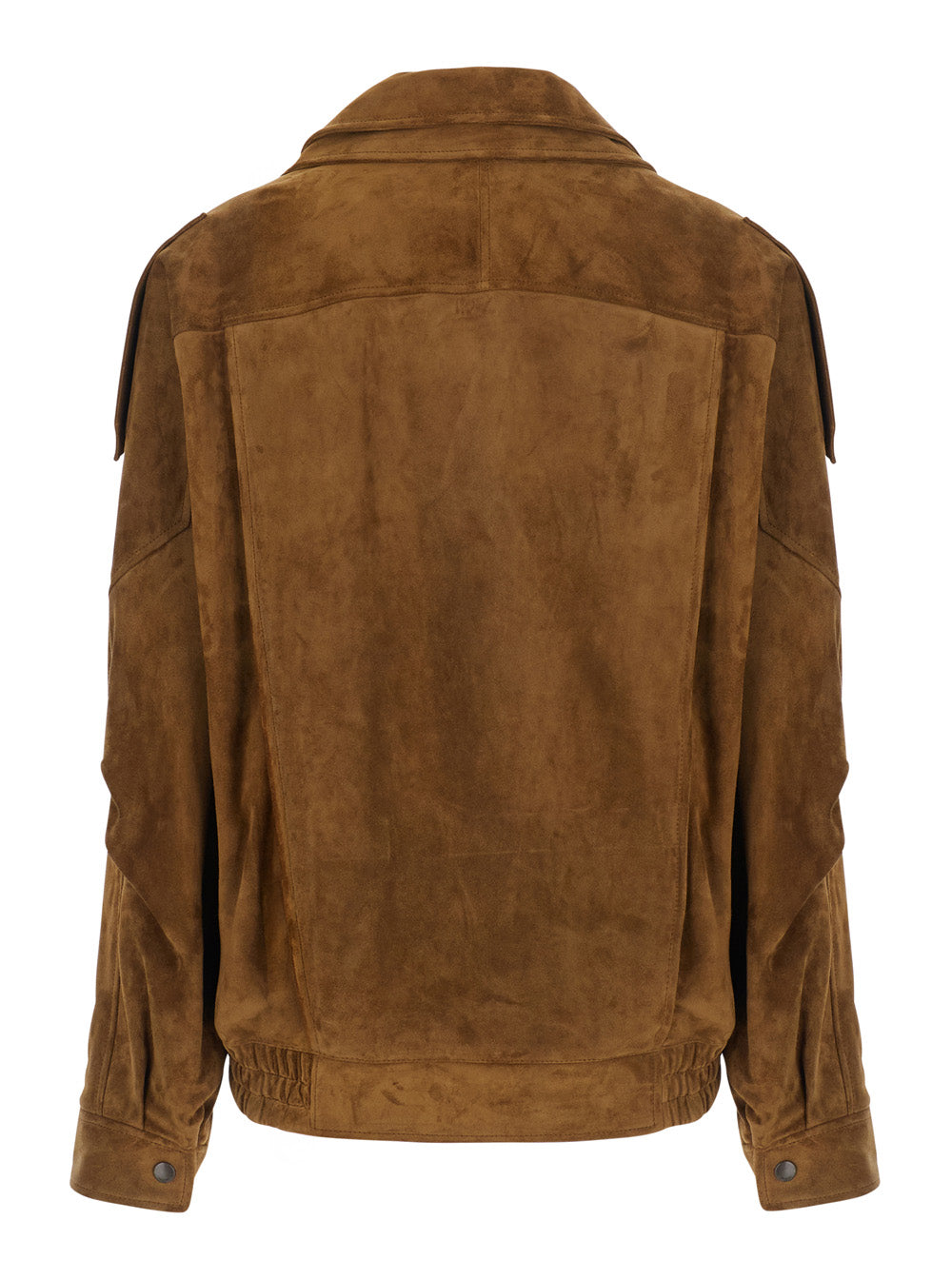 Saint Laurent Women Brown Jacket With Classic Collar And Buckled Belt In Suede For Women
