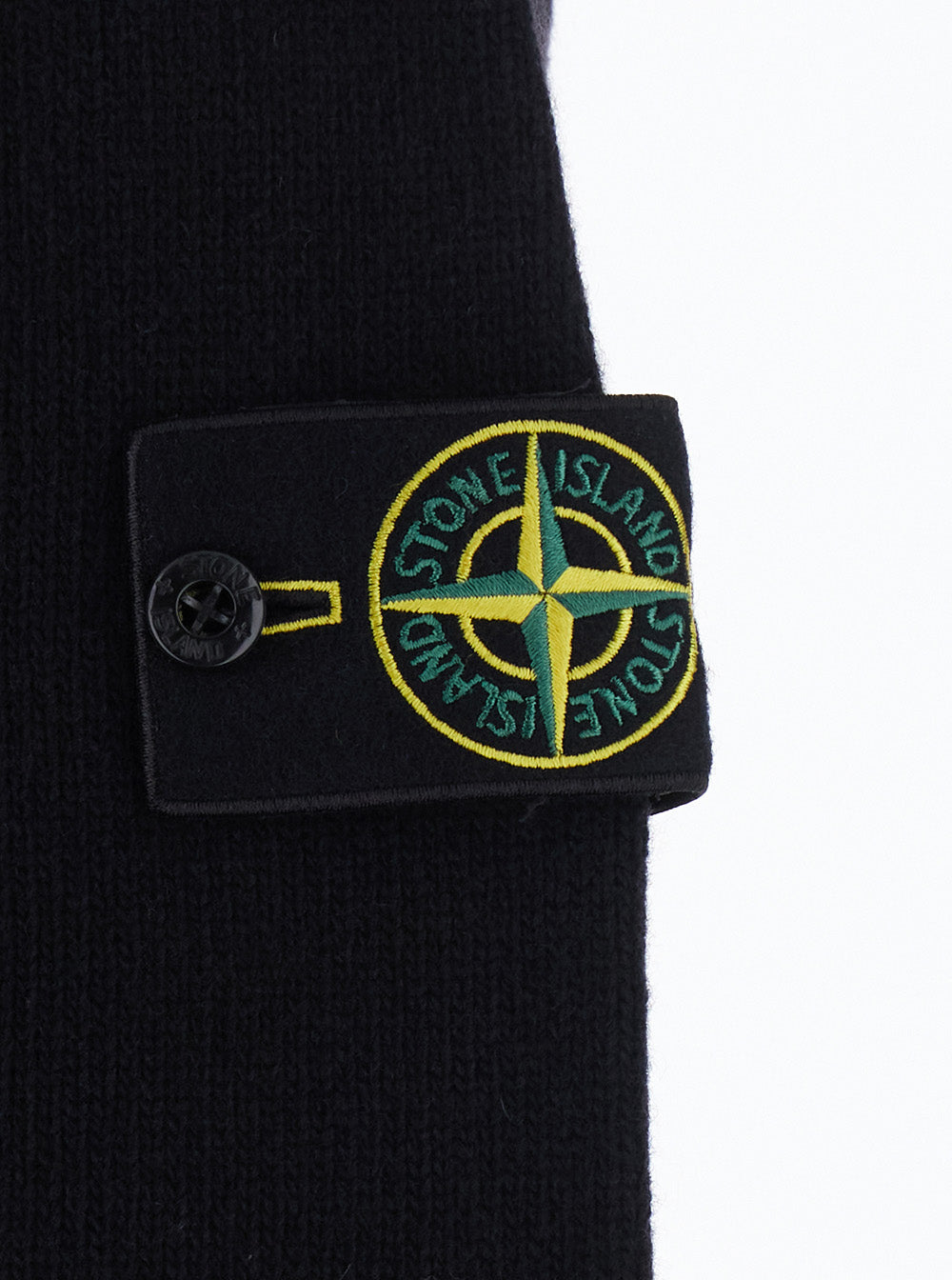 Stone Island Men Black High-Neck Sweater With Front Buttons And
