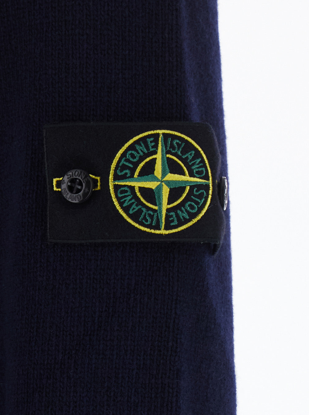 Stone Island Men Blue Crewneck Sweater With Logo Patch On The Sleeve In Wool For Men
